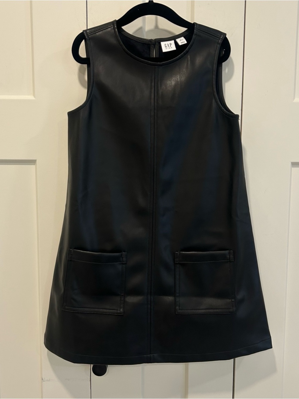 GAP Kids Black Faux Leather Sleeveless Dress Girls Size 6-7